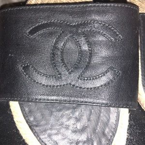 100% Authentic Chanel Espadrilles Lambskin slides